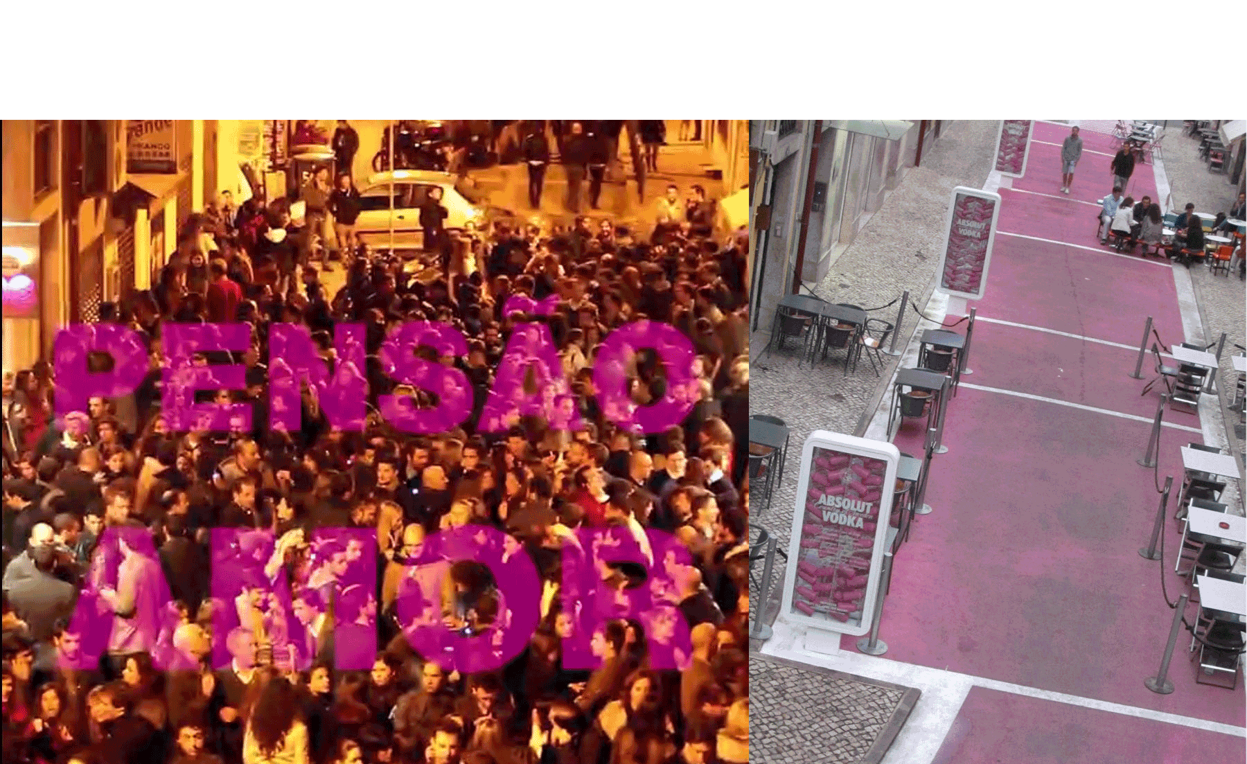 Rua Nova do Carvalho during the day and night (2012, 2013)
Left: image from a vídeo by Vítor Gabriel (https://vimeo.com/34970118)
© Letícia do Carmo