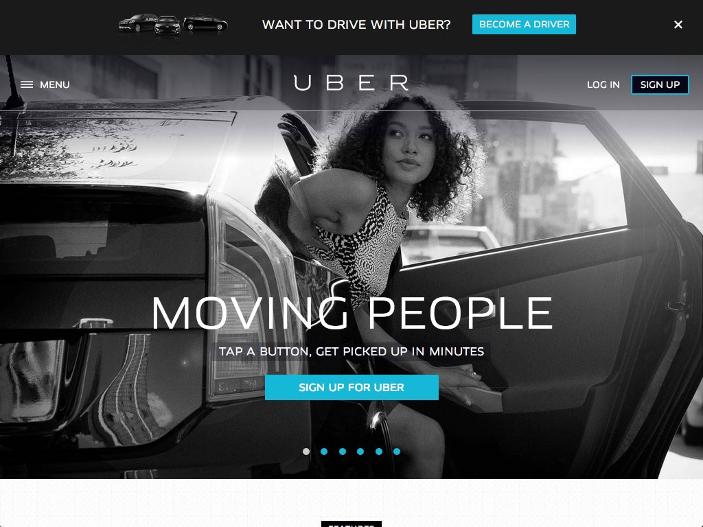 Advertising campaign by Uber on their website